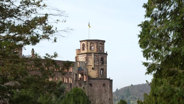 Heidelberg Castle ruin, Renaissance architecture monument. Famous German tourist attraction