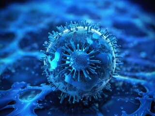 Blue colour virus closeup image