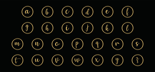 Golden alphabet simple letter with ring and black background