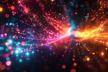 Fototapeta premium Create a mesmerizing multicolored fractal pattern for a tech-themed abstract wallpaper.