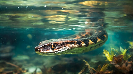 Dangerous Snake Under the Water