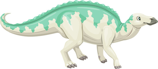 Cartoon anatotitan dinosaur character. Isolated vector hadrosaurid dino from the late cretaceous period, herbivorous giant with a duck-bill and a crest on its back. Paleontological extinct reptile