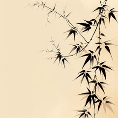 Naklejka premium bamboo leafs and sticks pastel background