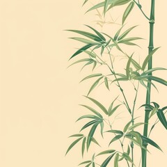 Naklejka premium bamboo leafs and sticks pastel background