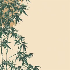 Fototapeta premium bamboo leafs and sticks pastel background