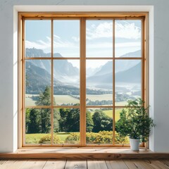 square window with a beautiful view outside