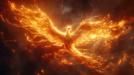 A phoenix rising from the ashes, symbolizing resilience and the ability to overcome challenges.