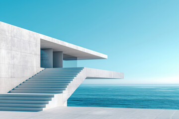 Concrete steps and buildings on the square,Empty architectural background.