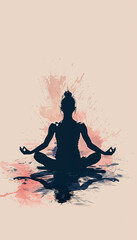 Obraz premium A compelling line art illustration of a person sitting in a lotus pose, with half of their body artfully dissipating into nothingness. This image captures a symbolic representation of transcendence 