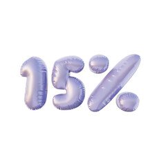 3d rendered illustration 15% promo with purple color
