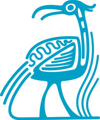 Bird Mayan Aztec totem. Isolated vector tribal Mesoamerican mythological symbol of heron or sandpiper symbolizes divine message, transcendence and connection between the earthly and spiritual realms