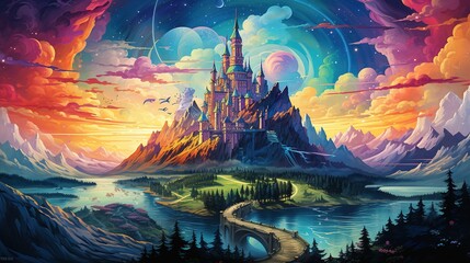 Castle sky painting  , dreamland