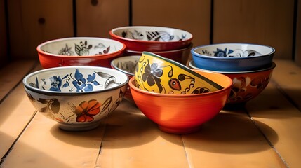Vintage ceramic bowl set on table