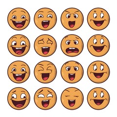 collection of  emotional emoji on white background