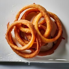 fried onion on white background