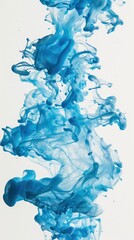 blue liquid floating spill isolated on white background