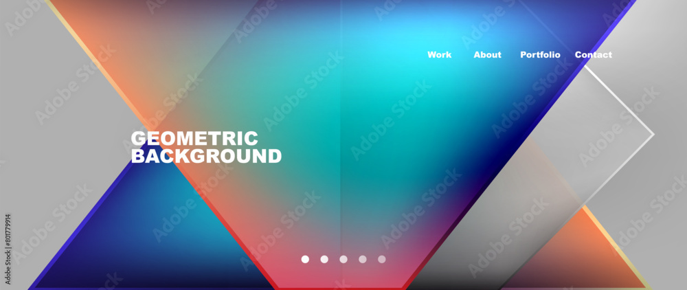 Poster a colorful geometric background featuring triangles in shades of aqua, electric blue, and azure on a