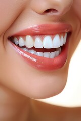 woman mouth with healthy teeth isolated on a white background