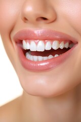 Obraz premium woman mouth with healthy teeth isolated on a white background