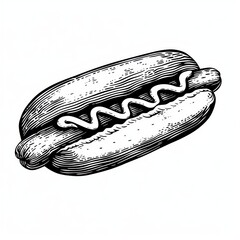 hotdog hand-drawn icon at black and white