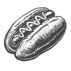 hotdog hand-drawn icon at black and white