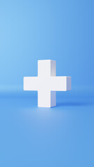 青い背景に白い十字。3D（縦長）