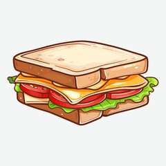 Cartoon cute Sandwich isolated on a white background