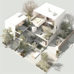 planning diagram of small residential courtyards - obrazy, fototapety, plakaty