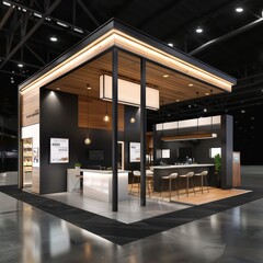 Trade show Booth Design, modern and warmth with the technology showcase while maintaining esthetics
