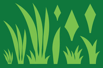 set of Fragment Of Green Grass Vectors design