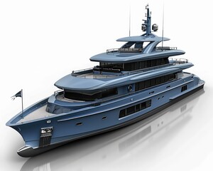 dark grey super yacht with a three decks modern design