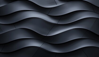 A highresolution of a black 3D background with sharp, angular waves casting long, dramatic shadows  