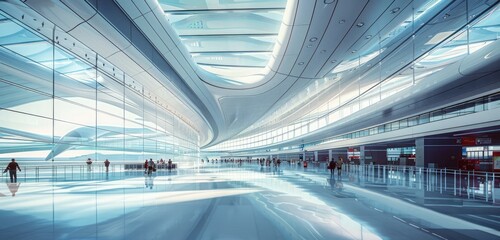 Obraz premium moving escalator in airport terminal