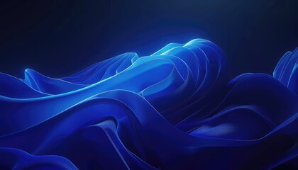 Fototapeta premium dark blue abstract moving smoothed lines with futuristic glowing effect and empty blank background, 3d render
