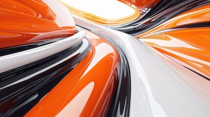 digital abstract design in orange, white and black