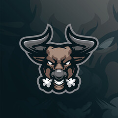 Bull mascot logo design vector with modern illustration concept style for badge, emblem and t shirt printing. Bull head illustration for sport and esport team.