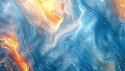 Soft tender beautiful continuous linear glowing iridescent icy blue and golden hues lines
