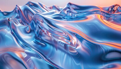 blue and orange background with some abstract waves, in the style of streamline elegance, sabattier filter, light-filled, hyper-realistic water, soft color fields, light violet and light silver