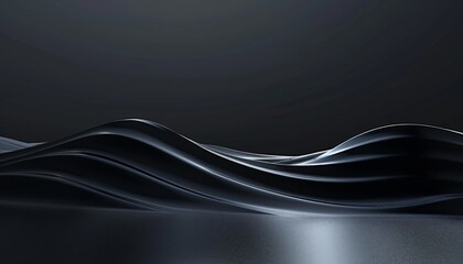 Obraz premium A minimalist of a black 3D background with a single, perfect wave stretching across the frame 