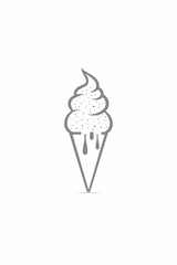 ice cream cone logo all white with a drip of ice cream