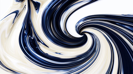 A dynamic swirl of indigo and cream, vividly set against a white background, designed to mimic an HD photograph.