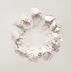 Cracked white powder, round shape design - obrazy, fototapety, plakaty