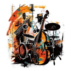 jazz band instruments isolated on a white background