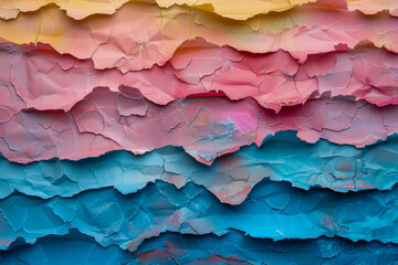 Obraz premium A colorful piece of paper with a blue stripe and pink and yellow stripes