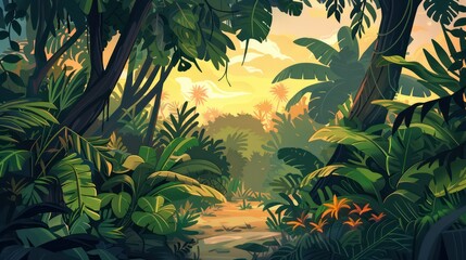 jungle theme in the background