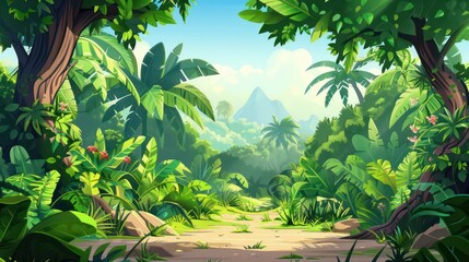 jungle theme in the background