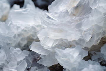 Close Up of Natural White Crystal Formations on Rock