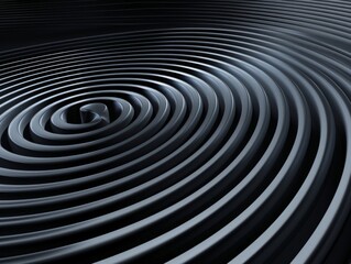 Obraz premium black 3D background with concentric waves radiating outwards from a central point 