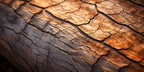 A piece of wood with a rough, cracked surface