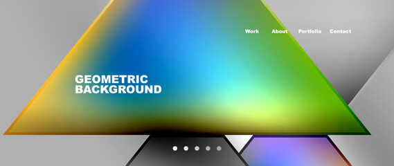 An electronic device displaying a geometric background with colorful triangles in tints and shades of electric blue on a gray backdrop, creating a modern and vibrant aesthetic